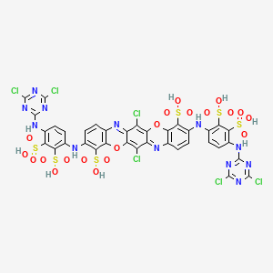 6,13-Dichloro-3,10-bis((4-((4,6-dichloro-1,3,5-triazin-2-yl)amino)disulphophenyl)amino)triphenodioxazine-4,11-disulphonic acid