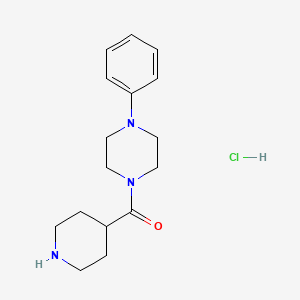 molecular formula C16H24ClN3O B13789591 1-Phenyl-4-(piperidine-4-carbonyl)piperazine hydrochloride 