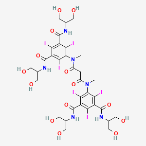 molecular formula C33H40I6N6O14 B13789644 1,3-Benzenedicarboxamide, 5,5'-((1,3-dioxo-1,3-propanediyl)bis(methylimino))bis(N,N'-bis(2-hydroxy-1-(hydroxymethyl)ethyl)-2,4,6-triiodo- CAS No. 75871-98-6