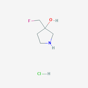 molecular formula C5H11ClFNO B1378966 3-(Fluoromethyl)pyrrolidin-3-ol hydrochloride CAS No. 1419101-39-5