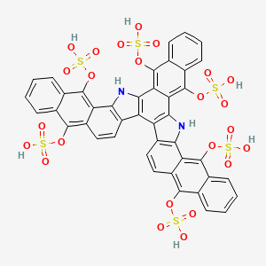 molecular formula C42H24N2O24S6 B13789676 (7,14,27,33,40-pentasulfooxy-17,30-diazaundecacyclo[27.15.0.02,18.03,16.06,15.08,13.019,28.021,26.031,44.032,41.034,39]tetratetraconta-1(29),2(18),3(16),4,6,8,10,12,14,19,21,23,25,27,31(44),32,34,36,38,40,42-henicosaen-20-yl) hydrogen sulfate CAS No. 94086-99-4