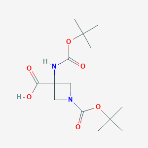 molecular formula C14H24N2O6 B1378968 1-Boc-3-(boc-氨基)氮杂环丁-3-羧酸 CAS No. 1363382-07-3