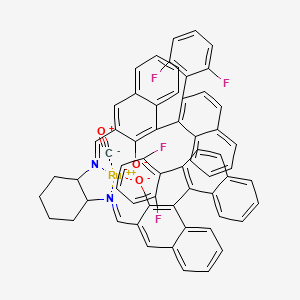 Carbon monoxide;1-[2-(2,6-difluorophenyl)naphthalen-1-yl]-3-[[2-[[4-[2-(2,6-difluorophenyl)naphthalen-1-yl]-3-oxidonaphthalen-2-yl]methylideneamino]cyclohexyl]iminomethyl]naphthalen-2-olate;ruthenium(2+)