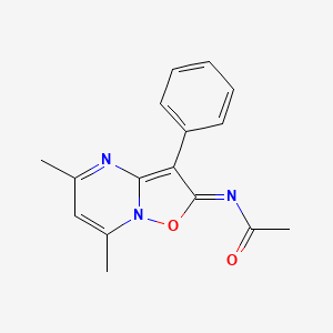 N-(5,7-dimethyl-3-phenyl-[1,2]oxazolo[2,3-a]pyrimidin-2-ylidene)acetamide