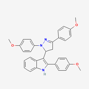 3-(4,5-Dihydro-1,3-bis(4-methoxyphenyl)-1H-pyrazol-5-yl)-2-(4-methoxyphenyl)-1H-indole