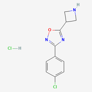 molecular formula C11H11Cl2N3O B1379004 5-氮杂环丁-3-基-3-(4-氯苯基)-1,2,4-恶二唑盐酸盐 CAS No. 1426291-15-7