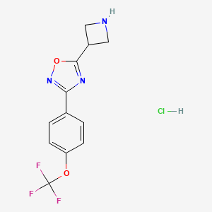molecular formula C12H11ClF3N3O2 B1379006 5-氮杂环丁-3-基-3-[4-(三氟甲氧基)苯基]-1,2,4-恶二唑盐酸盐 CAS No. 1426291-50-0