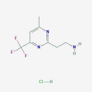 molecular formula C8H11ClF3N3 B1379022 {2-[4-Methyl-6-(trifluoromethyl)-2-pyrimidinyl]ethyl}amine hydrochloride CAS No. 1196152-75-6