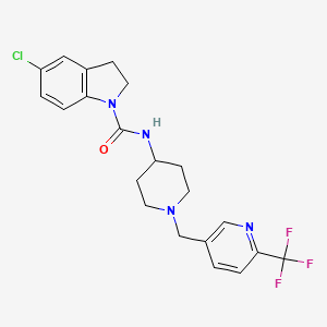 molecular formula C21H22ClF3N4O B13790273 5-Chloro-N-(1-([6-(trifluoromethyl)pyridin-3-YL]methyl)piperidin-4-YL)indoline-1-carboxamide 