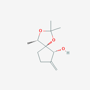 molecular formula C11H18O3 B13790349 (4S,5S,9R)-2,2,4-trimethyl-8-methylidene-1,3-dioxaspiro[4.4]nonan-9-ol 