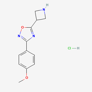molecular formula C12H14ClN3O2 B1379055 5-Azetidin-3-yl-3-(4-methoxyphenyl)-1,2,4-oxadiazole hydrochloride CAS No. 1426290-77-8