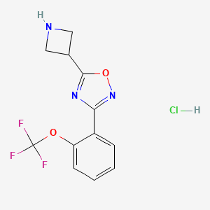 molecular formula C12H11ClF3N3O2 B1379070 5-Azetidin-3-yl-3-[2-(trifluoromethoxy)phenyl]-1,2,4-oxadiazole hydrochloride CAS No. 1426290-54-1