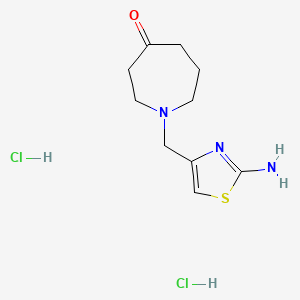 molecular formula C10H17Cl2N3OS B1379086 1-[(2-氨基-1,3-噻唑-4-基)甲基]氮杂环-4-酮二盐酸盐 CAS No. 1426290-65-4