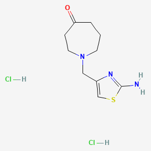 molecular formula C10H17Cl2N3OS B1379086 1-[(2-Amino-1,3-thiazol-4-yl)methyl]azepan-4-on-dihydrochlorid CAS No. 1426290-65-4