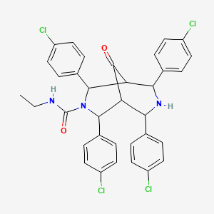 N-Ethyl-9-oxo-2,4,6,8-tetrakis(p-chlorophenyl)-3,7-diazabicyclo(3.3.1)nonane-3-carboxamide