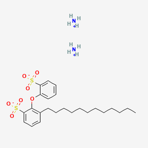 molecular formula C24H34O7S2.2H3N<br>C24H40N2O7S2 B13790938 Benzenesulfonic acid, dodecyl(sulfophenoxy)-, diammonium salt CAS No. 94346-41-5