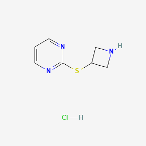 molecular formula C7H10ClN3S B1379097 2-(Azetidin-3-ylsulfanyl)pyrimidine hydrochloride CAS No. 931414-69-6