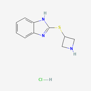 molecular formula C10H12ClN3S B1379100 2-(azetidin-3-ylsulfanyl)-1H-1,3-benzodiazole hydrochloride CAS No. 1864072-65-0