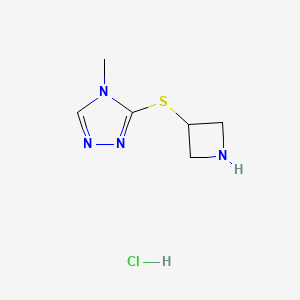 molecular formula C6H11ClN4S B1379101 3-(azetidin-3-ylsulfanyl)-4-methyl-4H-1,2,4-triazole hydrochloride CAS No. 1864062-62-3