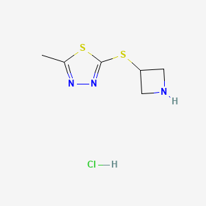 molecular formula C6H10ClN3S2 B1379104 2-(Azetidin-3-ylsulfanyl)-5-methyl-1,3,4-thiadiazole hydrochloride CAS No. 1864072-60-5
