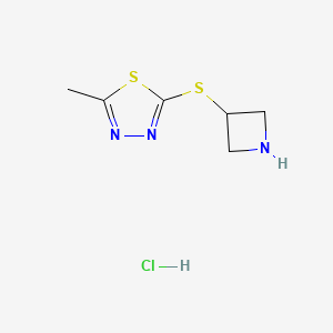 molecular formula C6H10ClN3S2 B1379104 Clorhidrato de 2-(azetidin-3-ilsulfanyl)-5-metil-1,3,4-tiadiazol CAS No. 1864072-60-5