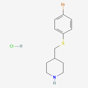 molecular formula C12H17BrClNS B1379107 4-([(4-Bromophenyl)sulfanyl]methyl)piperidine hydrochloride CAS No. 1864052-35-6