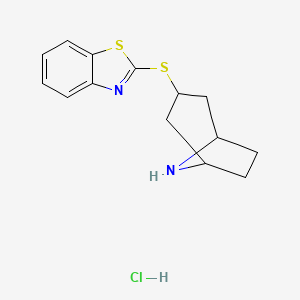 molecular formula C14H17ClN2S2 B1379109 2-(8-Azabicyclo[3.2.1]octan-3-ylsulfanyl)-1,3-benzothiazole hydrochloride CAS No. 1955547-31-5