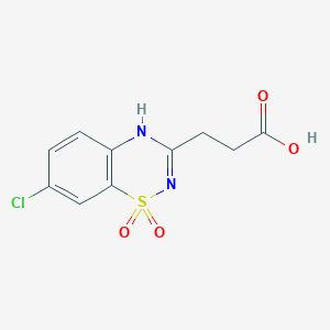 molecular formula C10H9ClN2O4S B13791141 3-(7-chloro-1,1-dioxo-4H-1λ6,2,4-benzothiadiazin-3-yl)propanoic acid CAS No. 91551-85-8