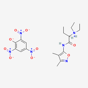 molecular formula C19H26N6O9 B13791175 2-(Diethylamino)-N-(3,4-dimethyl-5-isoxazolyl)butyramide picrate CAS No. 94440-39-8