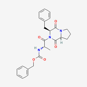 Benzyl (3S-(2(R*),3alpha,8abeta))-1-(3-benzylhexahydro-1,4-dioxopyrrolo(1,2-a)pyrazin-2(1H)-yl)-1-oxopropane-2-carbamate