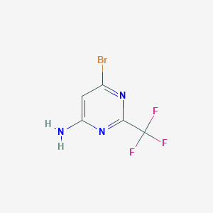 molecular formula C5H3BrF3N3 B1379126 6-溴-2-(三氟甲基)嘧啶-4-胺 CAS No. 1378259-23-4