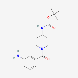 molecular formula C17H25N3O3 B1379131 1-(3-Aminobenzoyl)piperidine-4-carbamic acid tert-butyl ester CAS No. 883106-41-0