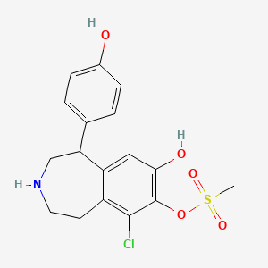 molecular formula C17H18ClNO5S B13791315 [9-chloro-7-hydroxy-5-(4-hydroxyphenyl)-2,3,4,5-tetrahydro-1H-3-benzazepin-8-yl] methanesulfonate 