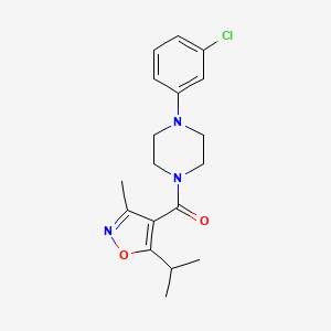 molecular formula C18H22ClN3O2 B13791317 Methanone, [4-(3-chlorophenyl)-1-piperazinyl][3-methyl-5-(1-methylethyl)-4-isoxazolyl]- 