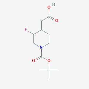 molecular formula C12H20FNO4 B1379136 2-(1-(tert-Butoxycarbonyl)-3-fluoropiperidin-4-yl)acetic acid CAS No. 1373502-96-5