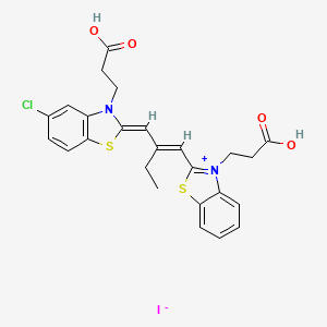 molecular formula C25H24ClIN2O4S2 B13791403 3-(2-Carboxyethyl)-2-(2-((3-(2-carboxyethyl)-3H-benzothiazol-2-ylidene)methyl)but-1-enyl)-5-chlorobenzothiazolium iodide CAS No. 94158-26-6