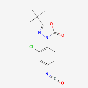 molecular formula C13H12ClN3O3 B13791417 3-(2-Chloro-4-isocyanatophenyl)-5-(1,1-dimethylethyl)-1,3,4-oxadiazol-2(3H)-one CAS No. 97659-35-3