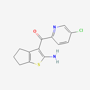 molecular formula C13H11ClN2OS B1379147 3-(5-chloropyridine-2-carbonyl)-4H,5H,6H-cyclopenta[b]thiophen-2-amine CAS No. 1797776-22-7
