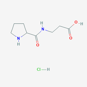 molecular formula C8H15ClN2O3 B1379149 3-(吡咯烷-2-基甲酰胺基)丙酸盐酸盐 CAS No. 1461706-45-5