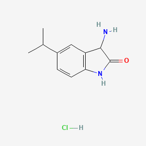 molecular formula C11H15ClN2O B1379160 3-氨基-5-(丙-2-基)-2,3-二氢-1H-吲哚-2-酮盐酸盐 CAS No. 1461705-90-7