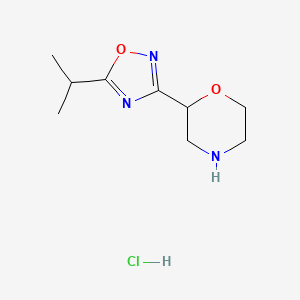 molecular formula C9H16ClN3O2 B1379168 2-[5-(Propan-2-yl)-1,2,4-oxadiazol-3-yl]morpholine hydrochloride CAS No. 1461705-06-5