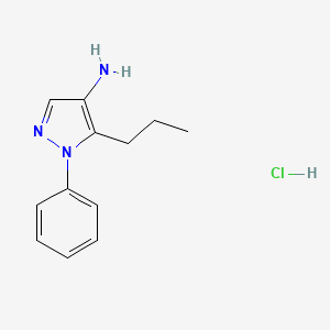 molecular formula C12H16ClN3 B1379174 1-phenyl-5-propyl-1H-pyrazol-4-amine hydrochloride CAS No. 1461705-42-9