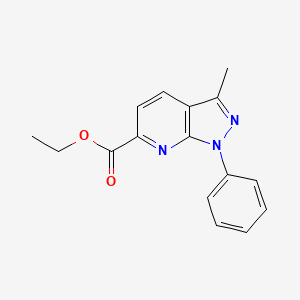 molecular formula C16H15N3O2 B1379178 ethyl 3-methyl-1-phenyl-1H-pyrazolo[3,4-b]pyridine-6-carboxylate CAS No. 1461713-73-4