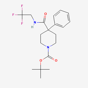 molecular formula C19H25F3N2O3 B1379195 Tert-butyl 4-phenyl-4-[(2,2,2-trifluoroethyl)carbamoyl]piperidine-1-carboxylate CAS No. 1461709-05-6