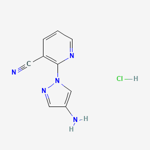 molecular formula C9H8ClN5 B1379204 2-(4-amino-1H-pyrazol-1-yl)pyridine-3-carbonitrile hydrochloride CAS No. 1461707-43-6