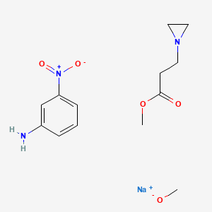 molecular formula C13H20N3NaO5 B13792179 Sodium;methanolate;methyl 3-(aziridin-1-yl)propanoate;3-nitroaniline CAS No. 99901-02-7