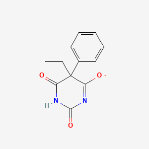 molecular formula C12H11N2O3- B13792416 magnesium 5-ethyl-4,6-dioxo-5-phenyl-1H-pyrimidin-2-olate 