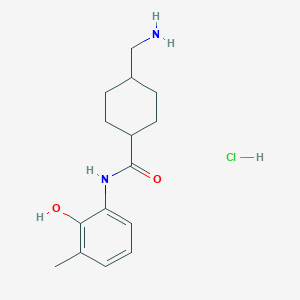 molecular formula C15H23ClN2O2 B1379248 4-(aminomethyl)-N-(2-hydroxy-3-methylphenyl)cyclohexane-1-carboxamide hydrochloride CAS No. 1803598-44-8