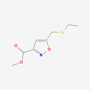 molecular formula C8H11NO3S B1379254 5-[(乙基硫烷基)甲基]-1,2-恶唑-3-羧酸甲酯 CAS No. 1803583-85-8