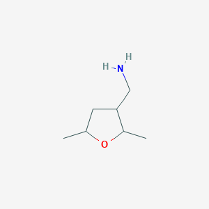 molecular formula C7H15NO B1379257 (2,5-二甲基氧杂环-3-基)甲胺 CAS No. 1461709-21-6